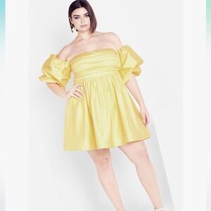 City Chic Yellow Ruffled Smocked Sundress Plus Size